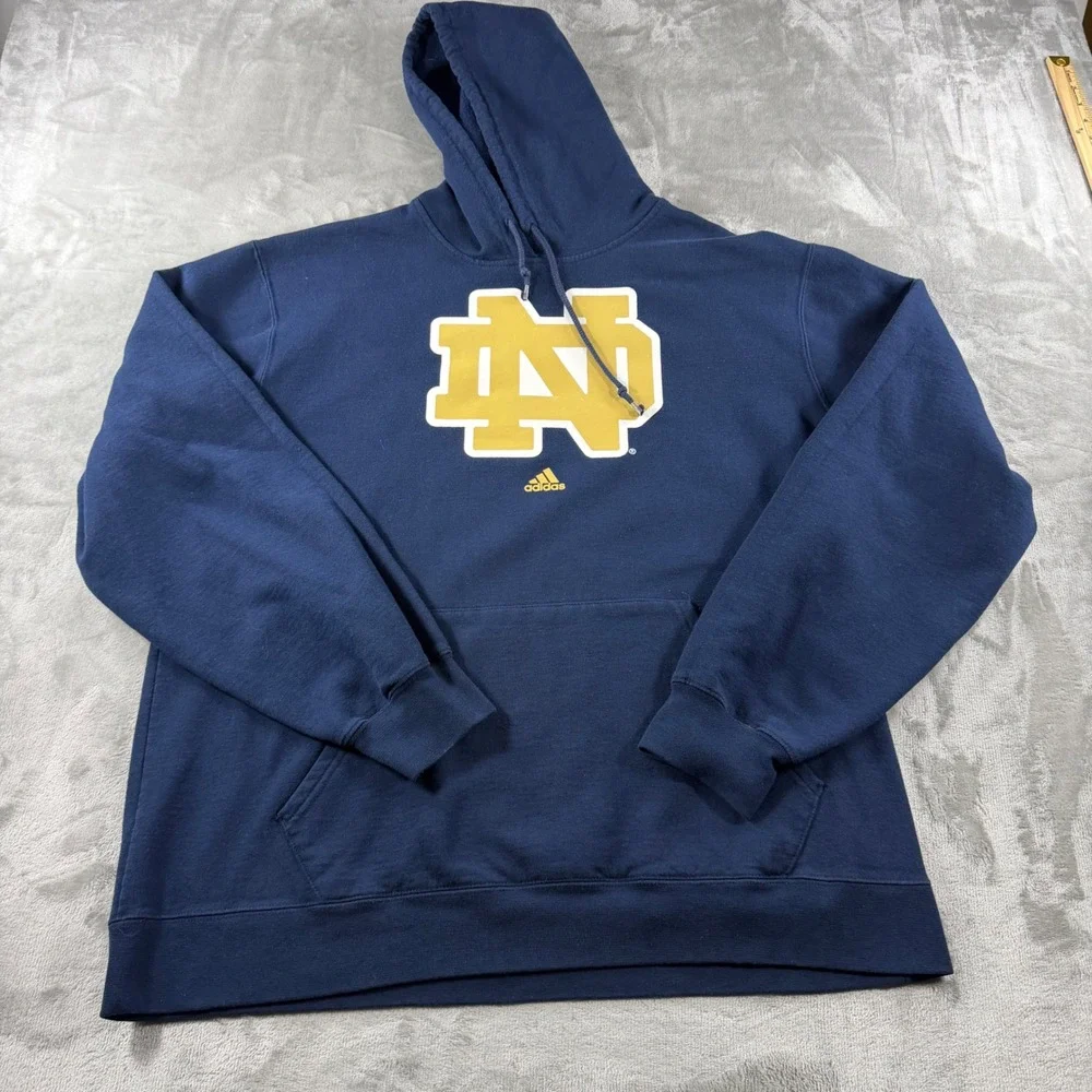 Adidas Notre Dame Fighting Irish Hoodie Mens XL Navy Blue Pullover Sweatshirt